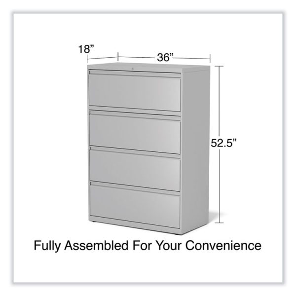 Lateral File, 4 Legal/Letter-Size File Drawers, Light Gray, 36" x 18.63" x 52.5" - Image 6