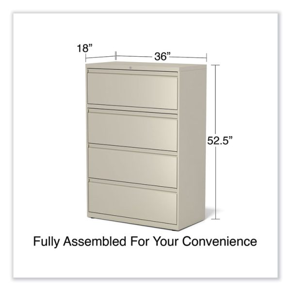 Lateral File, 4 Legal/Letter-Size File Drawers, Putty, 36" x 18.63" x 52.5" - Image 6