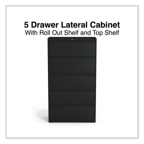 Lateral File, 5 Legal/Letter/A4/A5-Size File Drawers, Black, 36" x 18.63" x 67.63" - Image 2