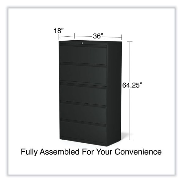 Lateral File, 5 Legal/Letter/A4/A5-Size File Drawers, Black, 36" x 18.63" x 67.63" - Image 6