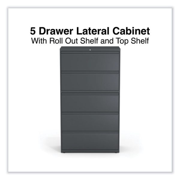 Lateral File, 5 Legal/Letter/A4/A5-Size File Drawers, Charcoal, 36" x 18.63" x 67.63" - Image 2