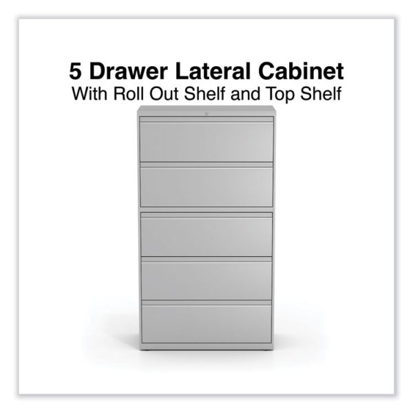 Lateral File, 5 Legal/Letter/A4/A5-Size File Drawers, Light Gray, 36" x 18.63" x 67.63" - Image 2