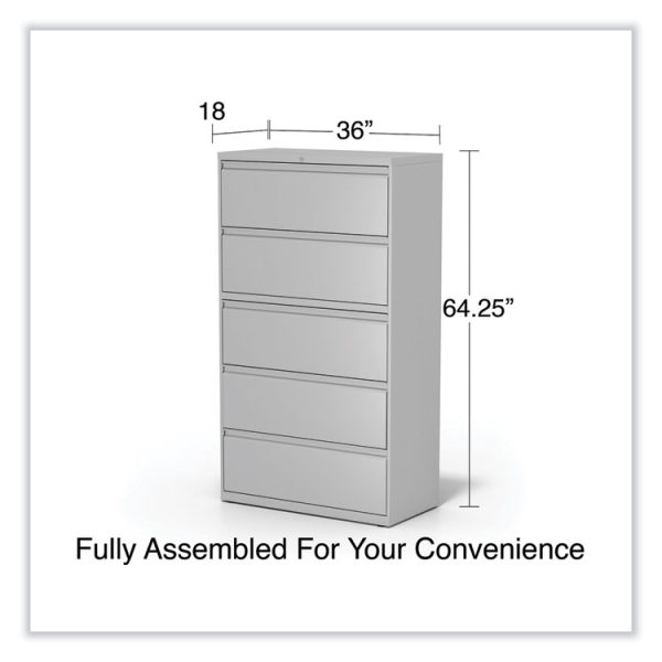 Lateral File, 5 Legal/Letter/A4/A5-Size File Drawers, Light Gray, 36" x 18.63" x 67.63" - Image 6