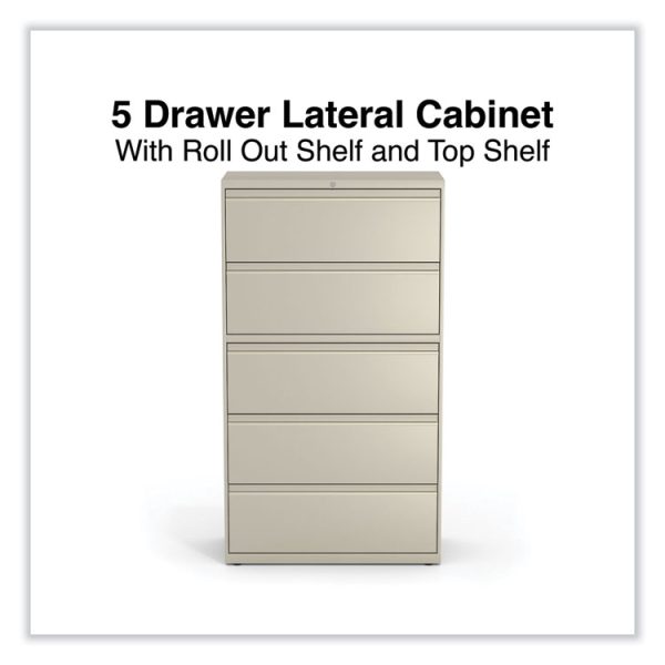 Lateral File, 5 Legal/Letter/A4/A5-Size File Drawers, Putty, 36" x 18.63" x 67.63" - Image 2