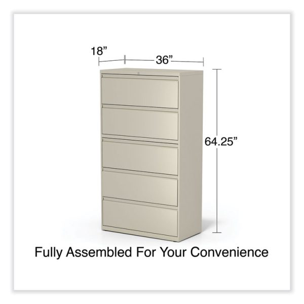 Lateral File, 5 Legal/Letter/A4/A5-Size File Drawers, Putty, 36" x 18.63" x 67.63" - Image 6