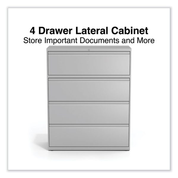 Lateral File, 4 Legal/Letter-Size File Drawers, Light Gray, 42" x 18.63" x 52.5" - Image 2