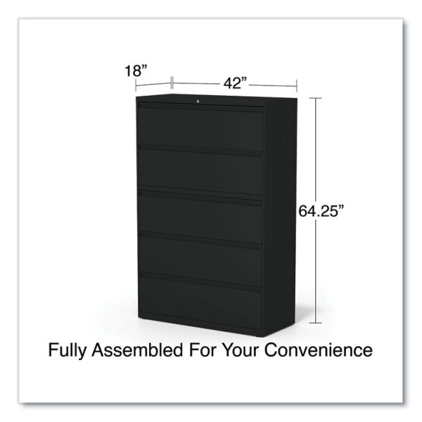 Lateral File, 5 Legal/Letter/A4/A5-Size File Drawers, Black, 42" x 18.63" x 67.63" - Image 7