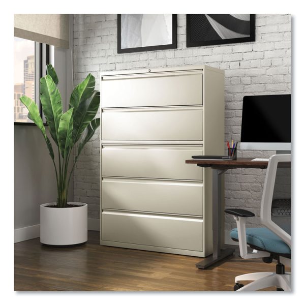 Lateral File, 5 Legal/Letter/A4/A5-Size File Drawers, Putty, 42" x 18.63" x 67.63" - Image 6