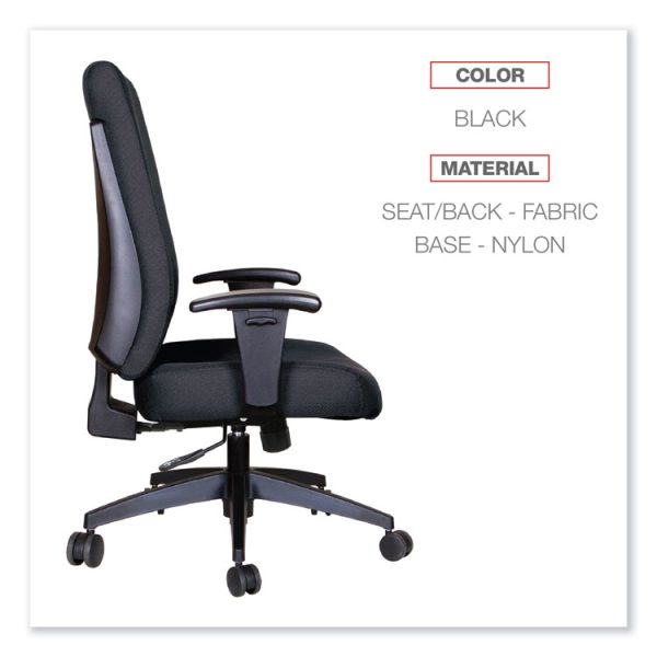 Alera Wrigley Series High Performance High-Back Synchro-Tilt Task Chair, Supports 275 Lb, 17.24" To 20.55" Seat Height, Black - Image 3