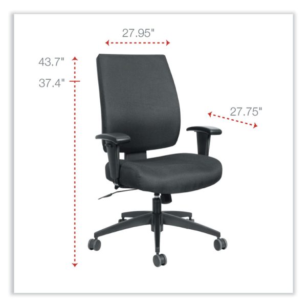 Alera Wrigley Series High Performance Mid-Back Synchro-Tilt Task Chair, Supports 275 Lb, 17.91" To 21.88" Seat Height, Black - Image 2