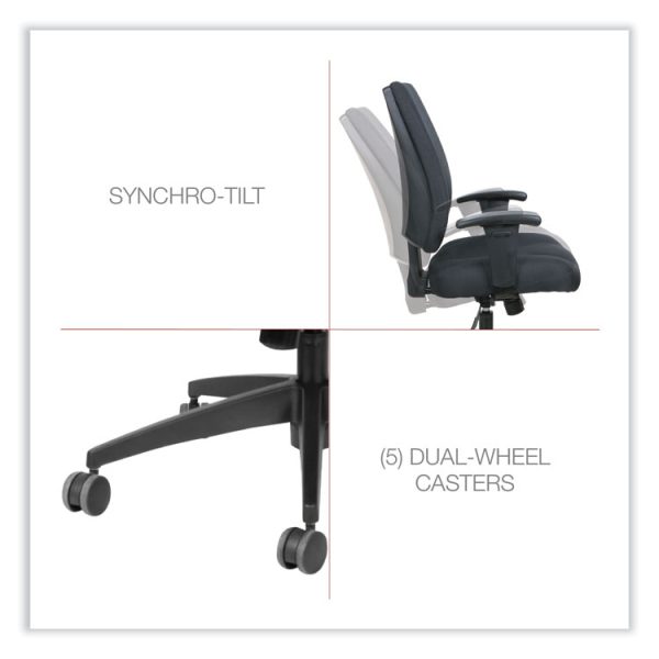 Alera Wrigley Series High Performance Mid-Back Synchro-Tilt Task Chair, Supports 275 Lb, 17.91" To 21.88" Seat Height, Black - Image 5