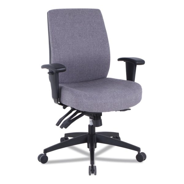Alera Wrigley Series 24/7 High Performance Mid-Back Multifunction Task Chair, Supports Up To 275 Lb, Gray, Black Base