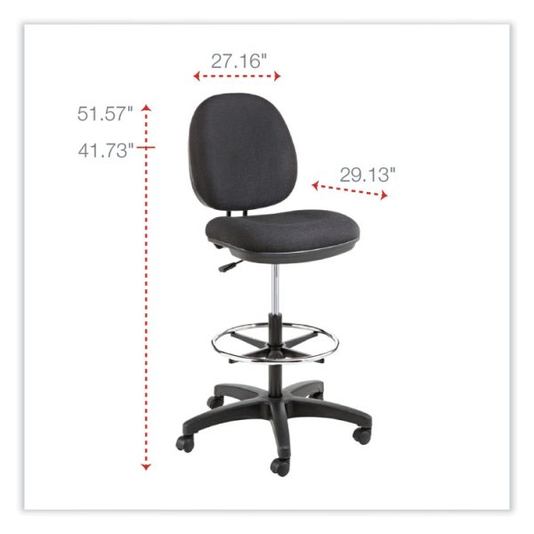 Alera Interval Series Swivel Task Stool, Supports Up To 275 Lb, 23.93" To 34.53" Seat Height, Black Fabric - Image 2