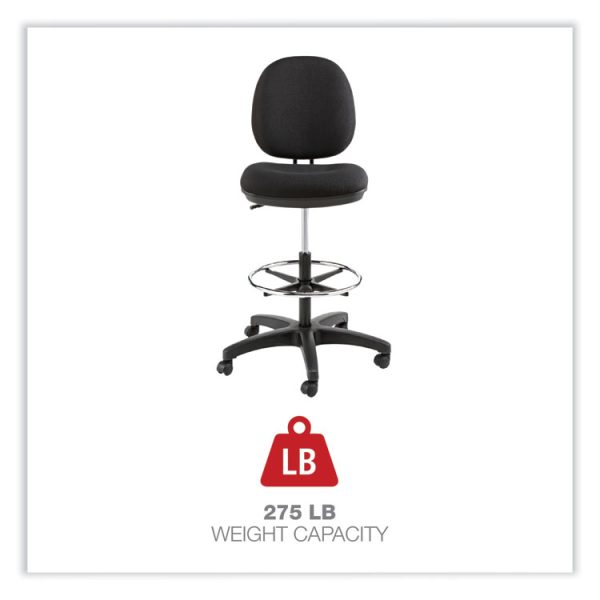 Alera Interval Series Swivel Task Stool, Supports Up To 275 Lb, 23.93" To 34.53" Seat Height, Black Fabric - Image 4