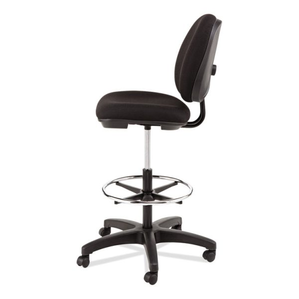 Alera Interval Series Swivel Task Stool, Supports Up To 275 Lb, 23.93" To 34.53" Seat Height, Black Fabric - Image 10