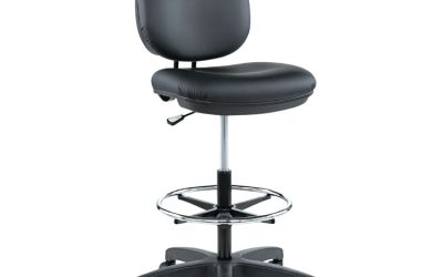 Alera Interval Series Swivel Task Stool, Supports Up To 275 Lb, 23.93″ To 34.53″ Seat Height, Black Faux Leather