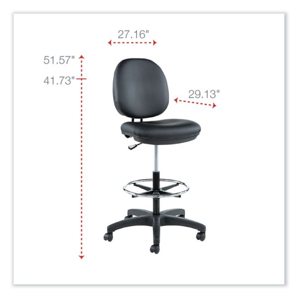 Alera Interval Series Swivel Task Stool, Supports Up To 275 Lb, 23.93" To 34.53" Seat Height, Black Faux Leather - Image 2