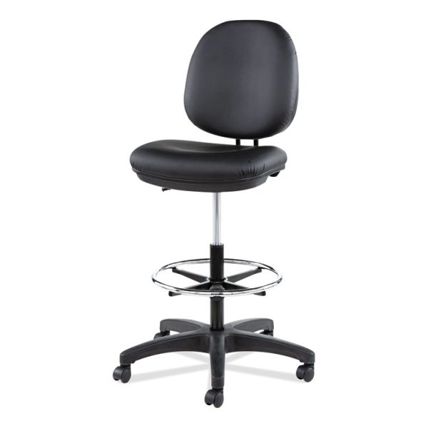 Alera Interval Series Swivel Task Stool, Supports Up To 275 Lb, 23.93" To 34.53" Seat Height, Black Faux Leather - Image 9