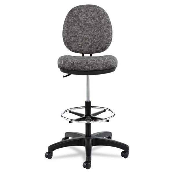 Alera Interval Series Swivel Task Stool, Supports 275 Lb, 23.93" To 34.53" Seat Height, Graphite Gray Seat/back, Black Base - Image 4