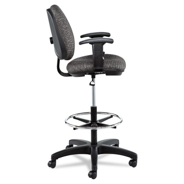 Alera Interval Series Swivel Task Stool, Supports 275 Lb, 23.93" To 34.53" Seat Height, Graphite Gray Seat/back, Black Base - Image 2