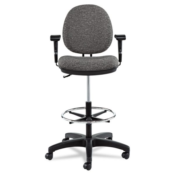Alera Interval Series Swivel Task Stool, Supports 275 Lb, 23.93" To 34.53" Seat Height, Graphite Gray Seat/back, Black Base - Image 6