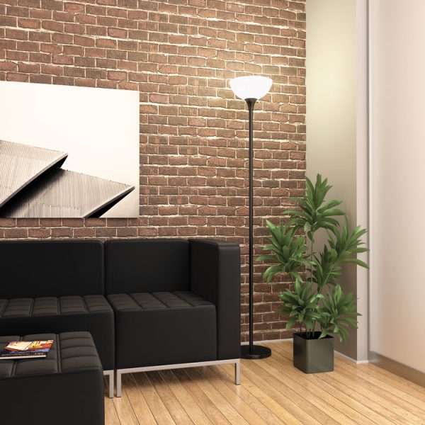 Floor Lamp, 71" High, Translucent Plastic Shade, 11.25w x 11.25d x 71h, Matte Black - Image 2
