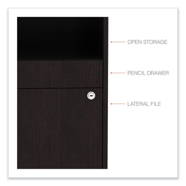 Alera Open Office Desk Series Low File Cabinet Credenza, 2-Drawer: Pencil/file,legal/letter,1 Shelf,espresso,29.5x19.13x22.88 - Image 3