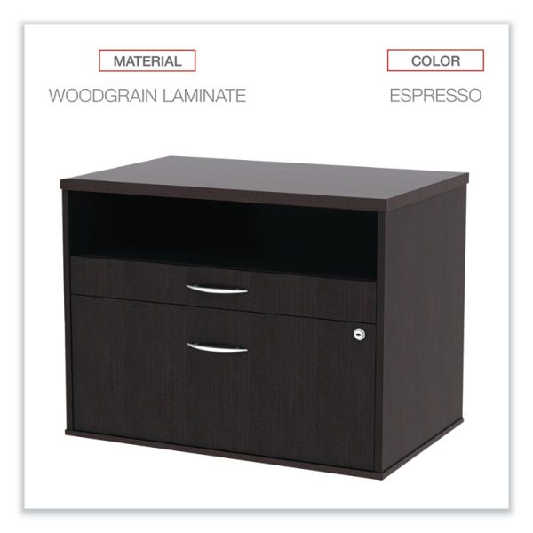 Alera Open Office Desk Series Low File Cabinet Credenza, 2-Drawer: Pencil/file,legal/letter,1 Shelf,espresso,29.5x19.13x22.88 - Image 4