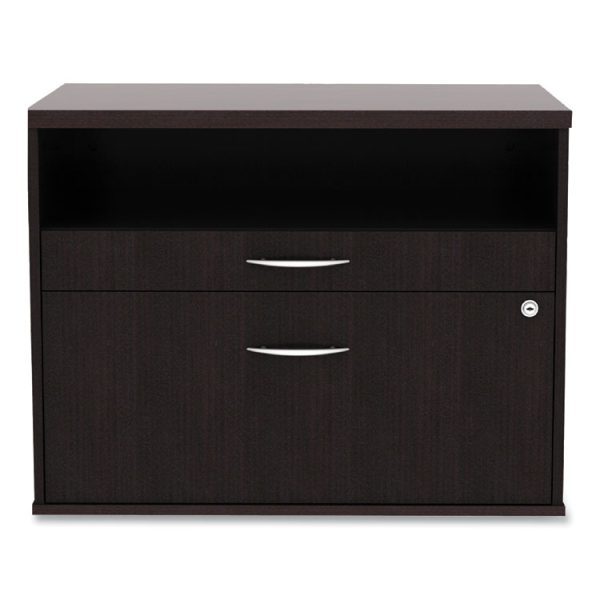 Alera Open Office Desk Series Low File Cabinet Credenza, 2-Drawer: Pencil/file,legal/letter,1 Shelf,espresso,29.5x19.13x22.88 - Image 7