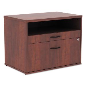 Alera Open Office Desk Series Low File Cabinet Credenza, 2-Drawer: Pencil/file, Legal/letter, 1 Shelf,cherry,29.5x19.13x22.88