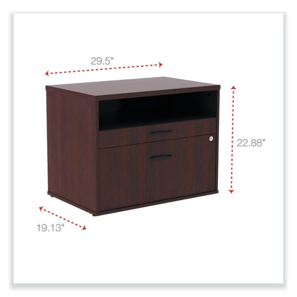 Alera Open Office Desk Series Low File Cabinet Credenza, 2-Drawer: Pencil/file,legal/letter,1 Shelf,mahogany,29.5x19.13x22.88 - Image 2