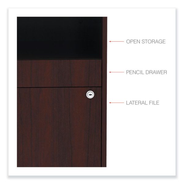 Alera Open Office Desk Series Low File Cabinet Credenza, 2-Drawer: Pencil/file,legal/letter,1 Shelf,mahogany,29.5x19.13x22.88 - Image 3