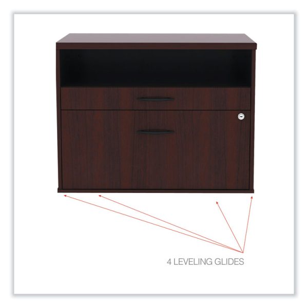 Alera Open Office Desk Series Low File Cabinet Credenza, 2-Drawer: Pencil/file,legal/letter,1 Shelf,mahogany,29.5x19.13x22.88 - Image 5