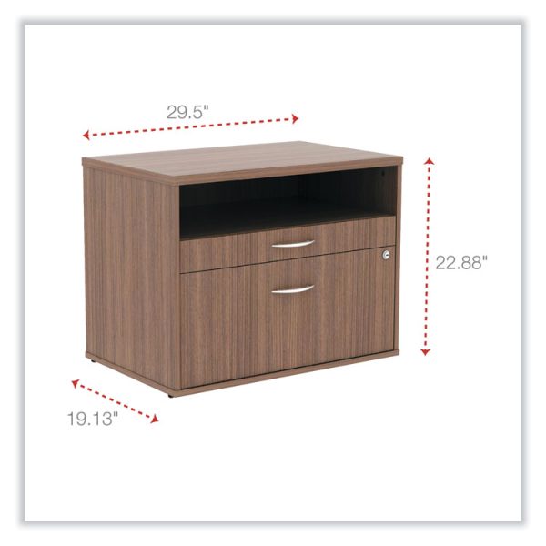 Alera Open Office Desk Series Low File Cabinet Credenza, 2-Drawer: Pencil/file, Legal/letter, 1 Shelf,walnut,29.5x19.13x22.88 - Image 2