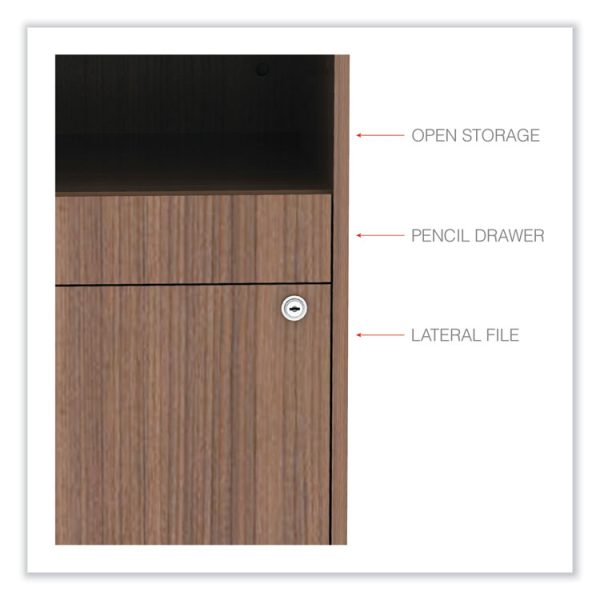 Alera Open Office Desk Series Low File Cabinet Credenza, 2-Drawer: Pencil/file, Legal/letter, 1 Shelf,walnut,29.5x19.13x22.88 - Image 3