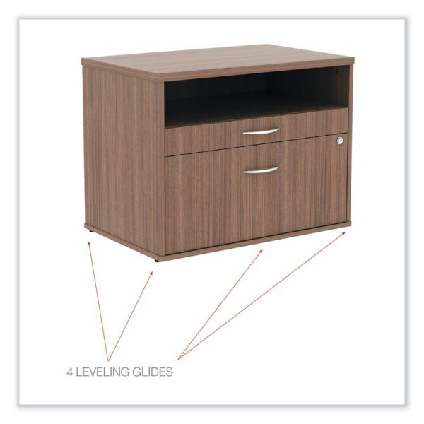 Alera Open Office Desk Series Low File Cabinet Credenza, 2-Drawer: Pencil/file, Legal/letter, 1 Shelf,walnut,29.5x19.13x22.88 - Image 6