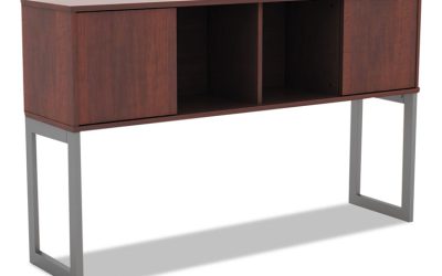Alera Open Office Desk Series Hutch, 59w X 15d X 36.38h, Medium Cherry