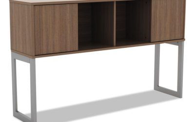 Alera Open Office Desk Series Hutch, 59w X 15d X 36.38h, Modern Walnut