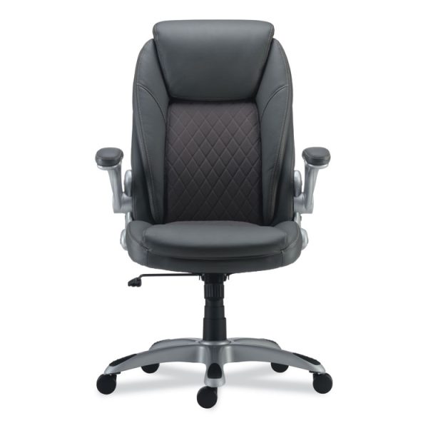 Alera Leithen Bonded Leather Midback Chair, Supports Up to 275 lb, Gray Seat/Back, Silver Base - Image 2