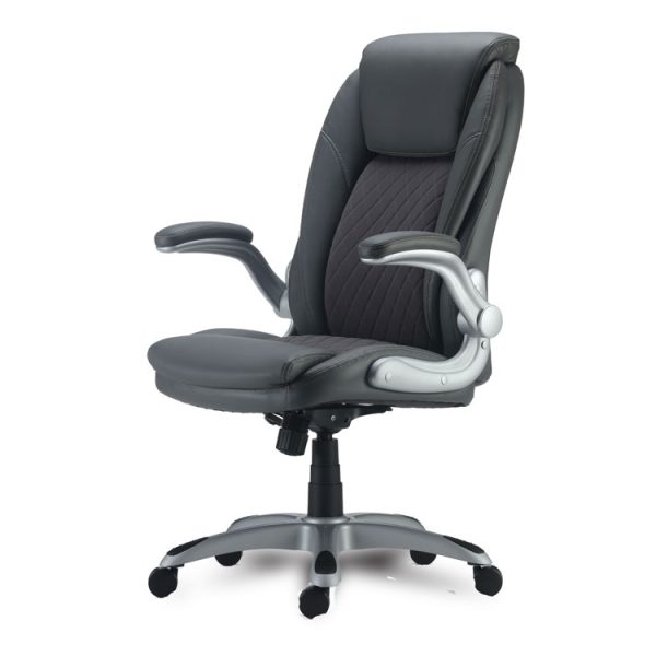 Alera Leithen Bonded Leather Midback Chair, Supports Up to 275 lb, Gray Seat/Back, Silver Base - Image 3