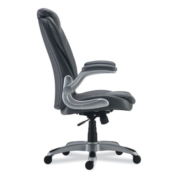 Alera Leithen Bonded Leather Midback Chair, Supports Up to 275 lb, Gray Seat/Back, Silver Base - Image 4