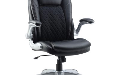 Alera Leithen Bonded Leather Midback Chair, Supports Up to 275 lb, Black Seat/Back, Silver Base