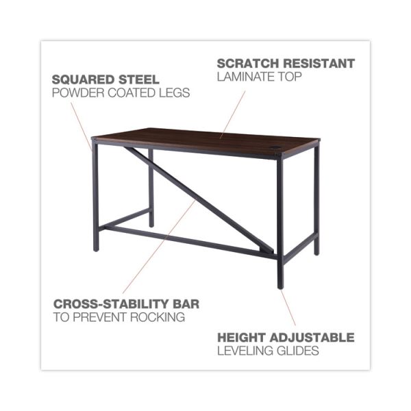 Industrial Series Table Desk, 47.25" X 23.63" X 29.5", Modern Walnut - Image 6