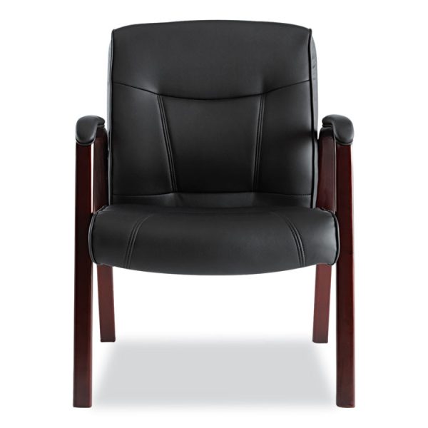 Alera Madaris Series Bonded Leather Guest Chair with Wood Trim Legs, 25.39" x 25.98" x 35.62", Black Seat/Back, Mahogany Base - Image 8