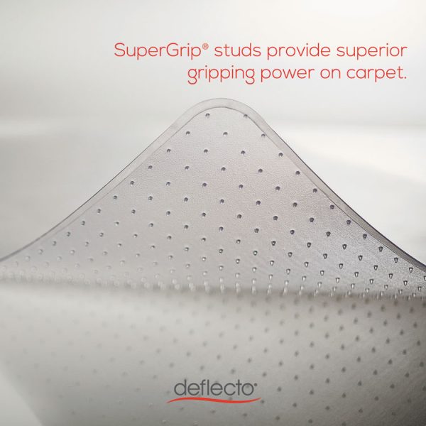 Occasional Use Studded Chair Mat For Flat Pile Carpet, 36 X 48, Lipped, Clear - Image 2