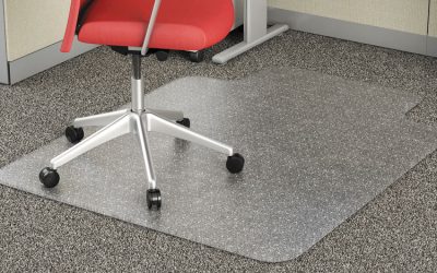 Occasional Use Studded Chair Mat For Flat Pile Carpet, 45 X 53, Wide Lipped, Clear