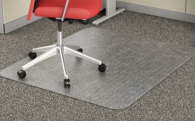 Occasional Use Studded Chair Mat For Flat Pile Carpet, 46 X 60, Rectangular, Clear