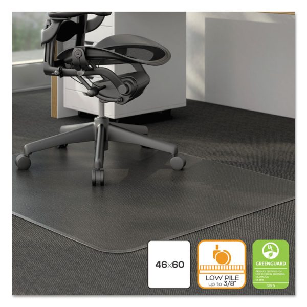 Moderate Use Studded Chair Mat For Low Pile Carpet, 46 X 60, Rectangular, Clear - Image 2