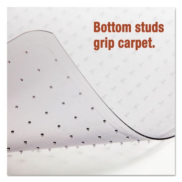 Moderate Use Studded Chair Mat For Low Pile Carpet, 46 X 60, Rectangular, Clear - Image 3