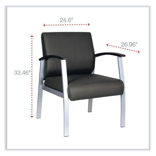 Alera metaLounge Series Mid-Back Guest Chair, 24.6" x 26.96" x 33.46", Black Seat, Black Back, Silver Base - Image 2
